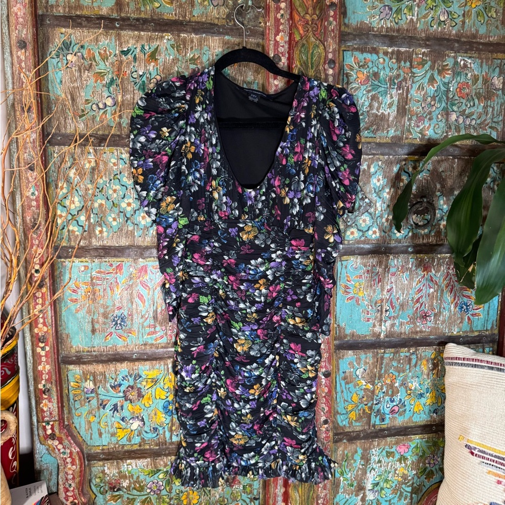 BCBGeneration Multicolor Floral Ruched Dress
